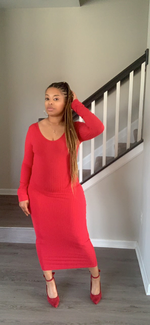 The Pencil Girl Dress (Red)