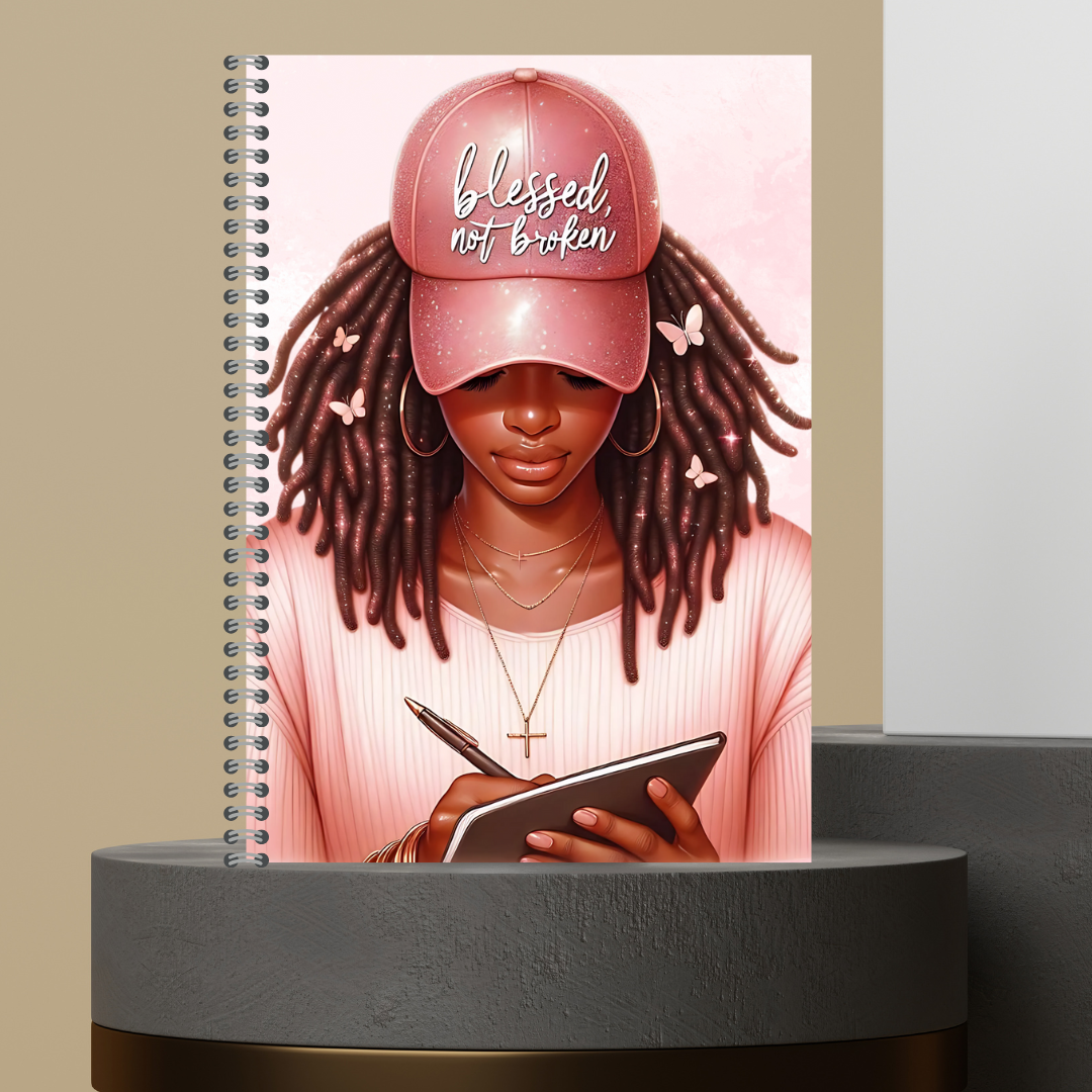 Women Character with Scripture Lined Paper Hard Cover Matte Journal Spiral Notebook for Devotional Prayer Bible Study & Sermon Notes
