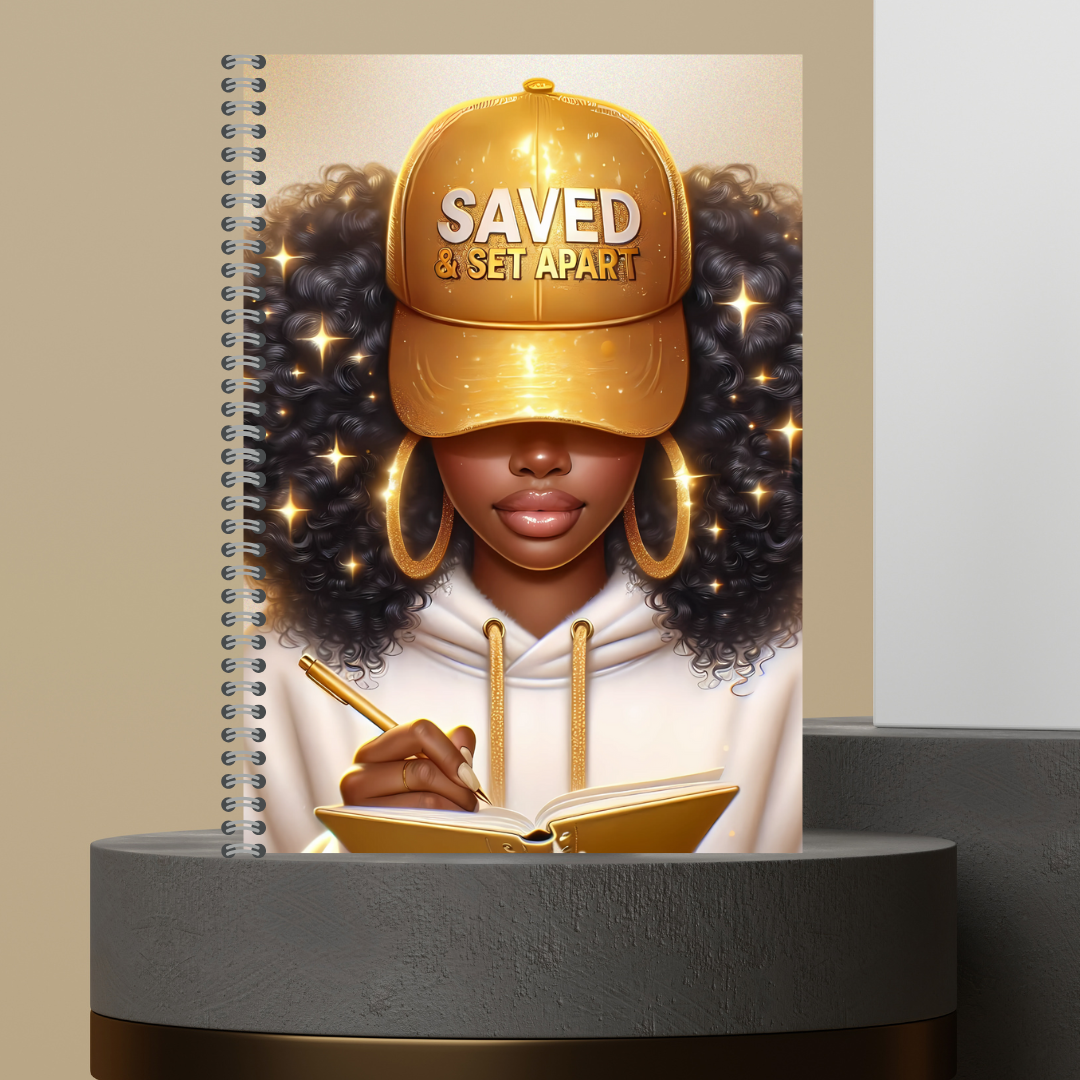 Women Character with Scripture Lined Paper Hard Cover Matte Journal Spiral Notebook for Devotional Prayer Bible Study & Sermon Notes