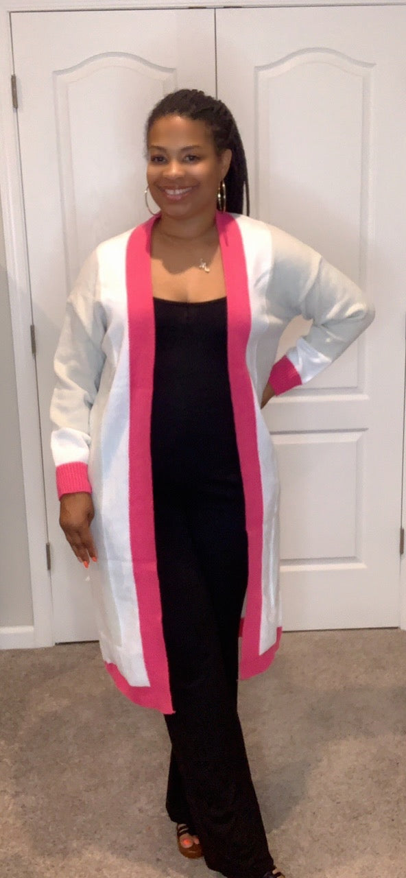 The Color Stripe Cardigan (Pink)