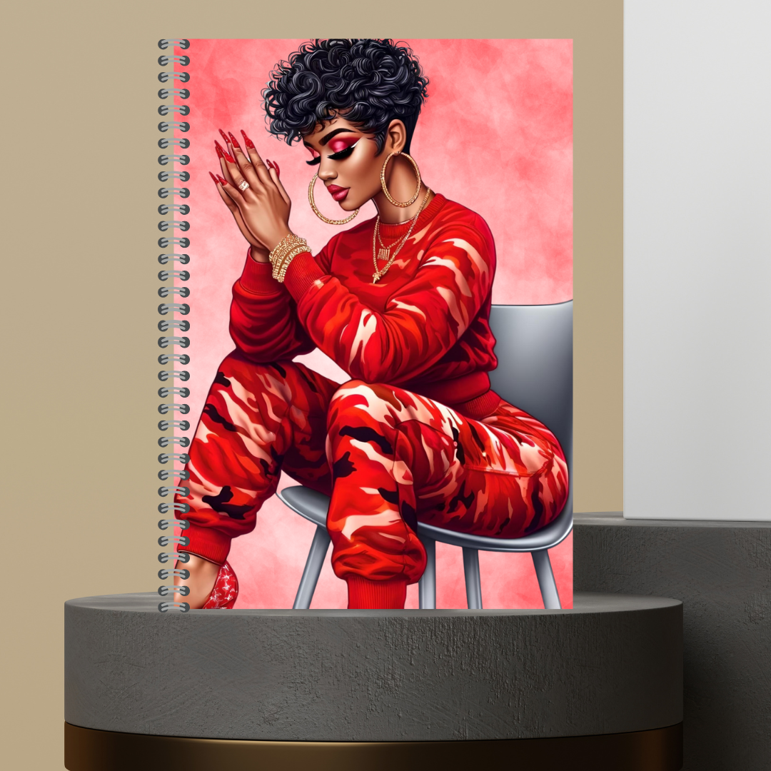 Camo Girl Lined Paper Journal Hard Cover Matte Finish
