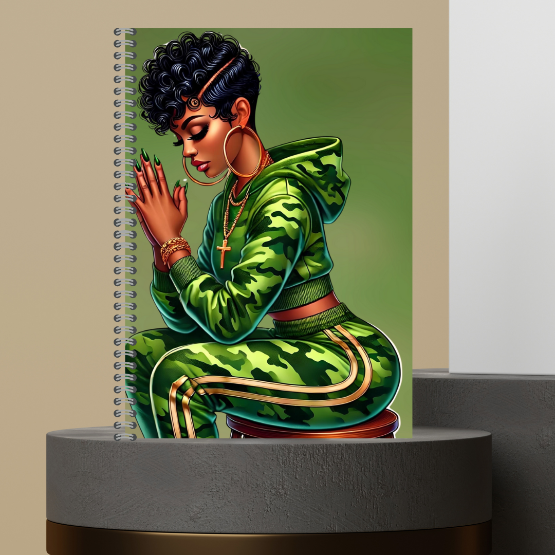 Camo Girl Lined Paper Journal Hard Cover Matte Finish