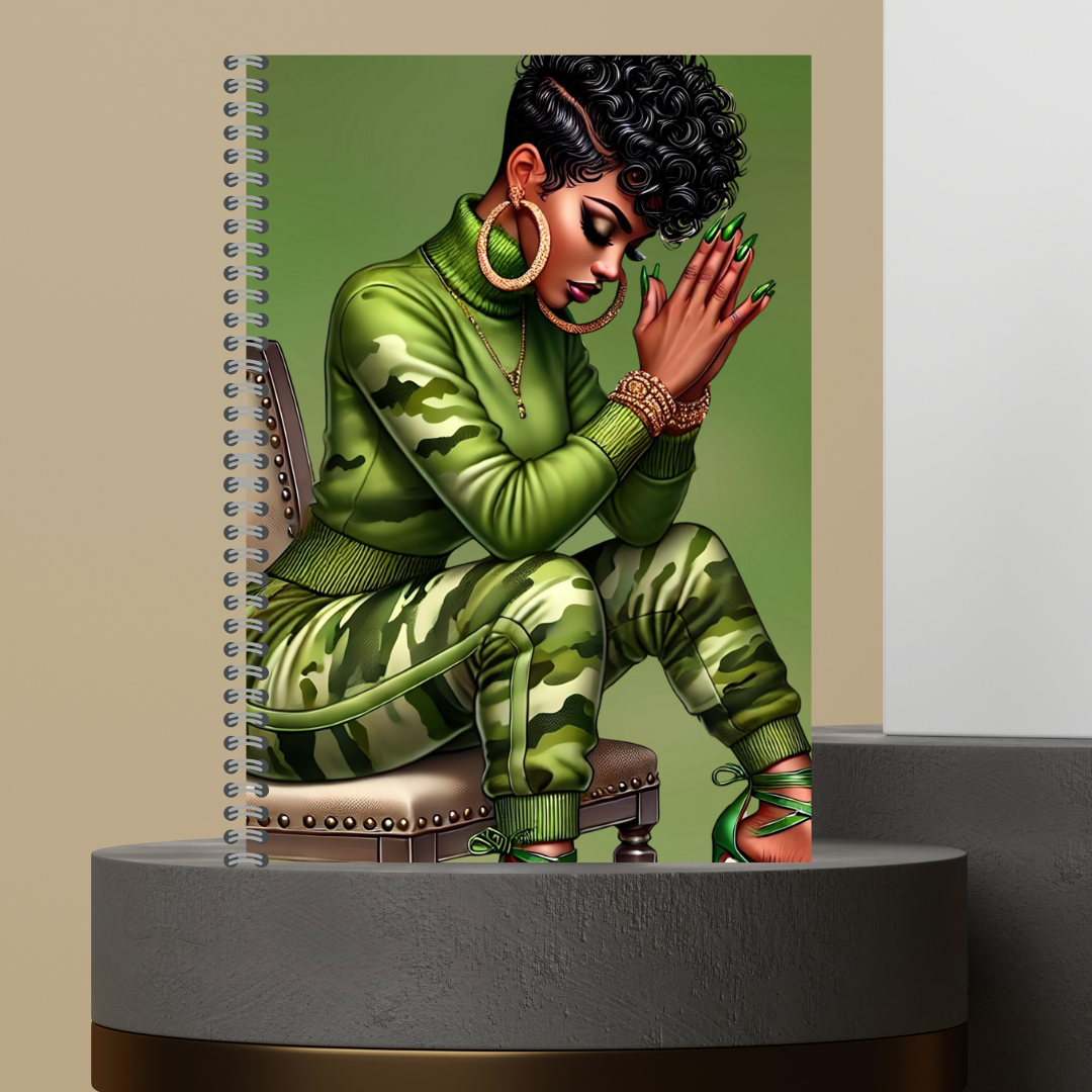 Camo Girl Lined Paper Journal Hard Cover Matte Finish