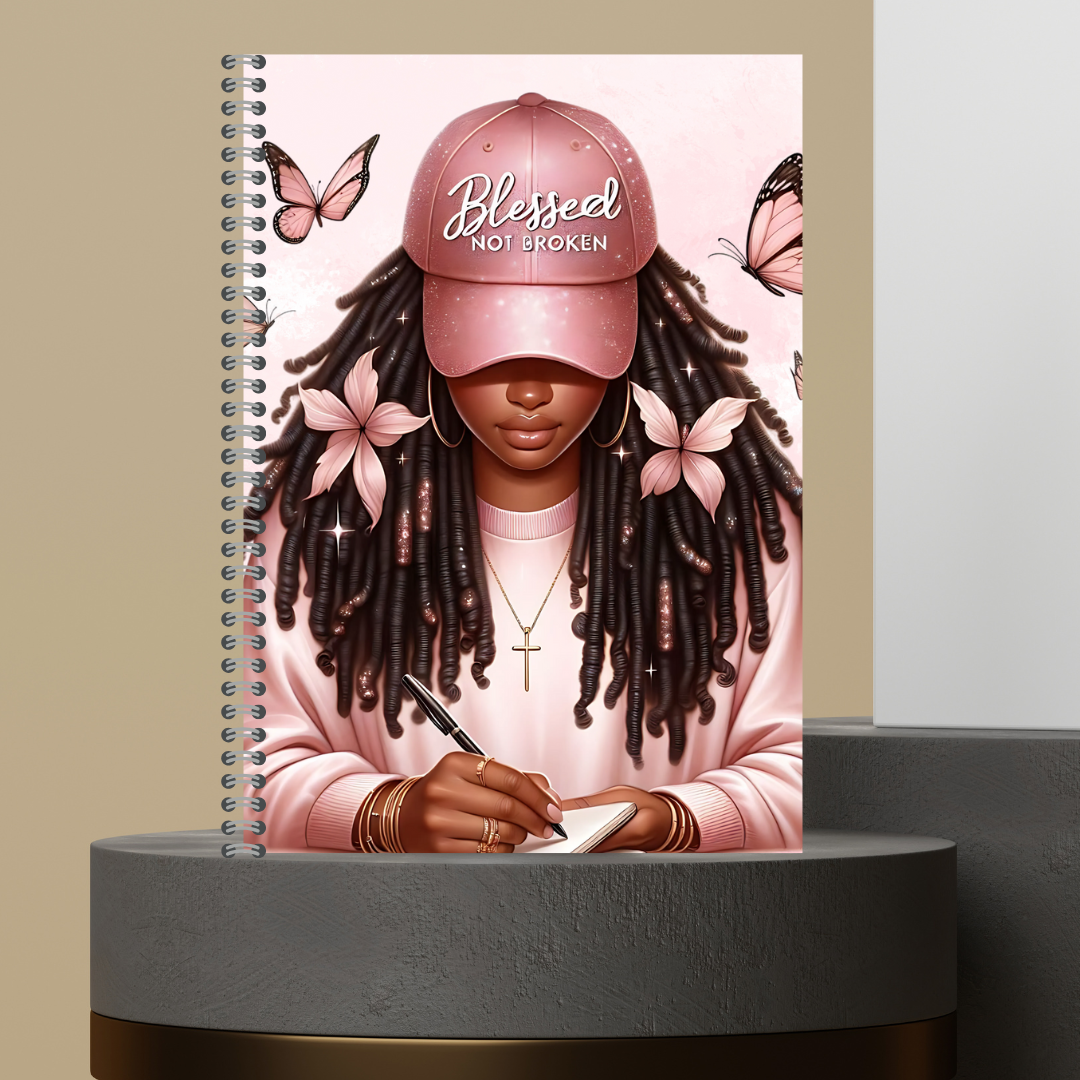 Women Character with Scripture Lined Paper Hard Cover Matte Journal Spiral Notebook for Devotional Prayer Bible Study & Sermon Notes