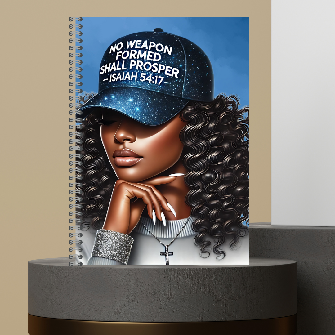 Women Character with Scripture Lined Paper Hard Cover Matte Journal Spiral Notebook for Devotional Prayer Bible Study & Sermon Notes