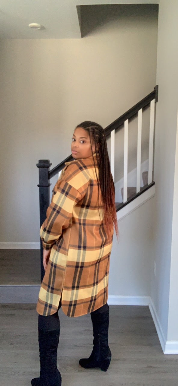 The Plaid Me Down Coat (Yellow)