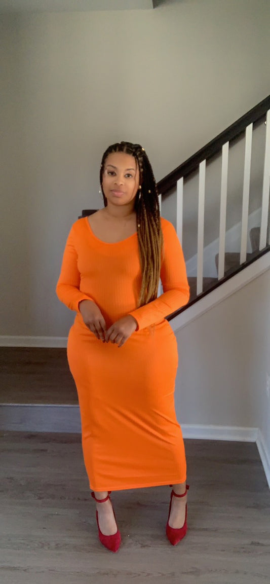 The Pencil Girl Dress (Orange)