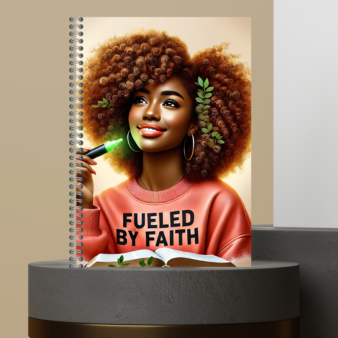 Women Character with Scripture Lined Paper Hard Cover Matte Journal Spiral Notebook for Devotional Prayer Bible Study & Sermon Notes
