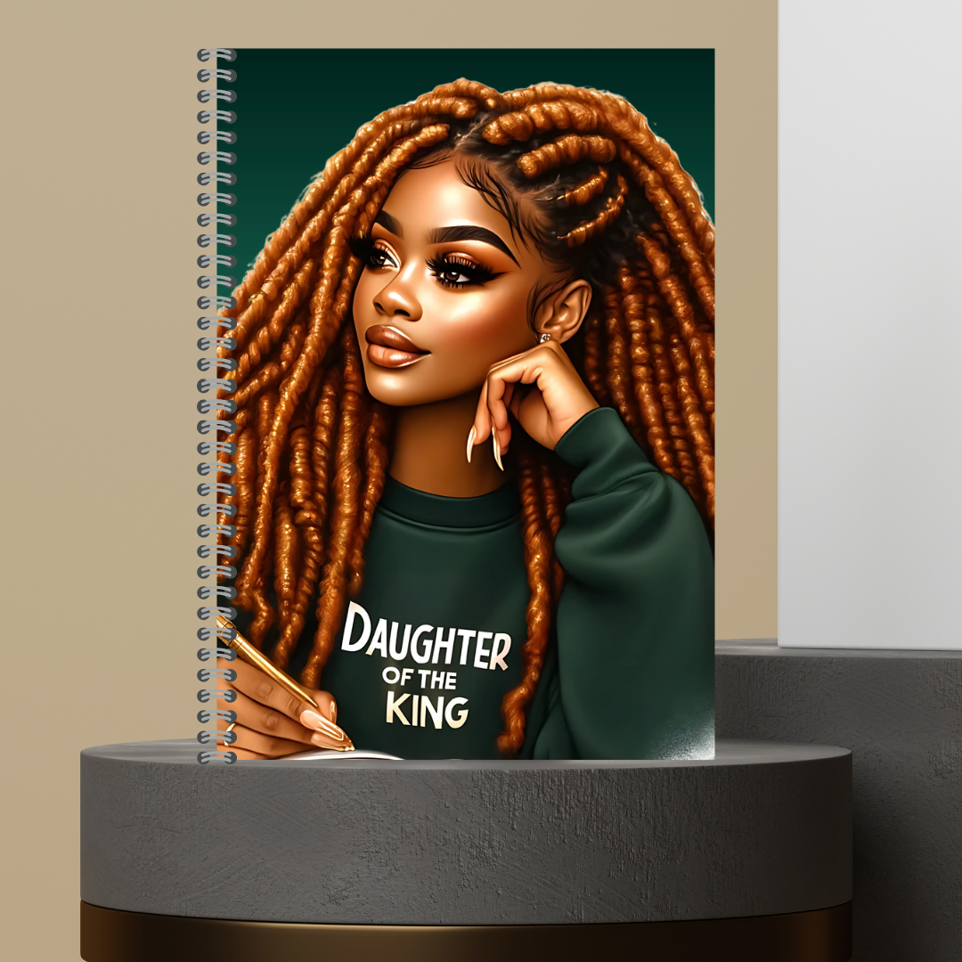 Women Character with Scripture Lined Paper Hard Cover Matte Journal Spiral Notebook for Devotional Prayer Bible Study & Sermon Notes