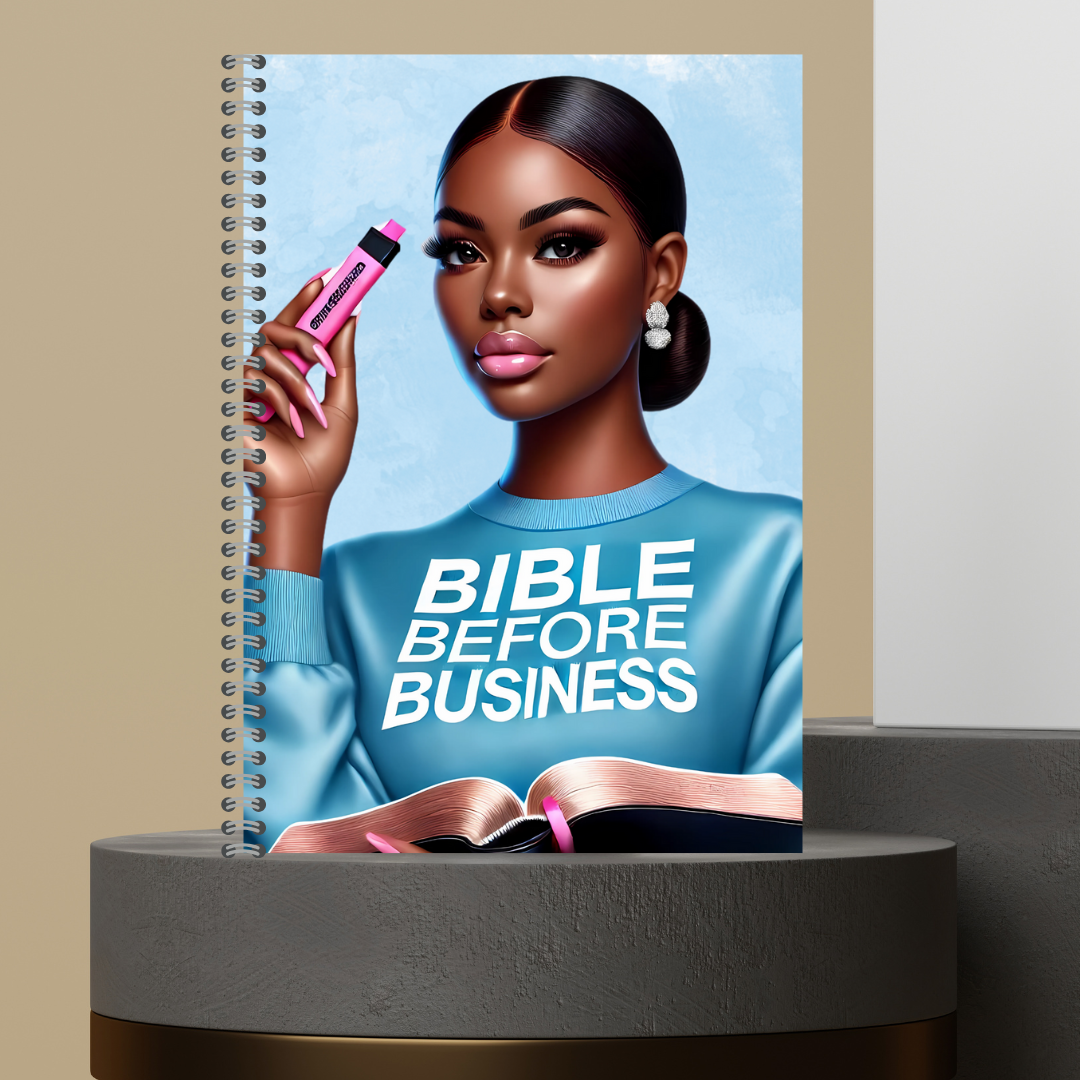 Women Character with Scripture Lined Paper Hard Cover Matte Journal Spiral Notebook for Devotional Prayer Bible Study & Sermon Notes