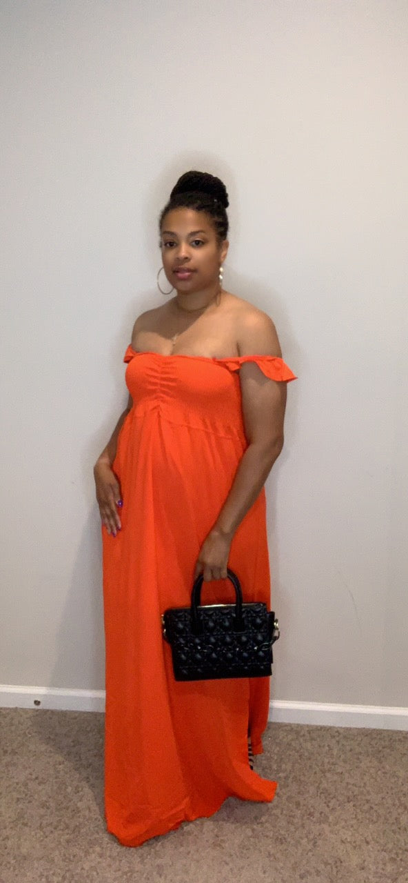 The Zoe Maxi Dress (Orange Red)