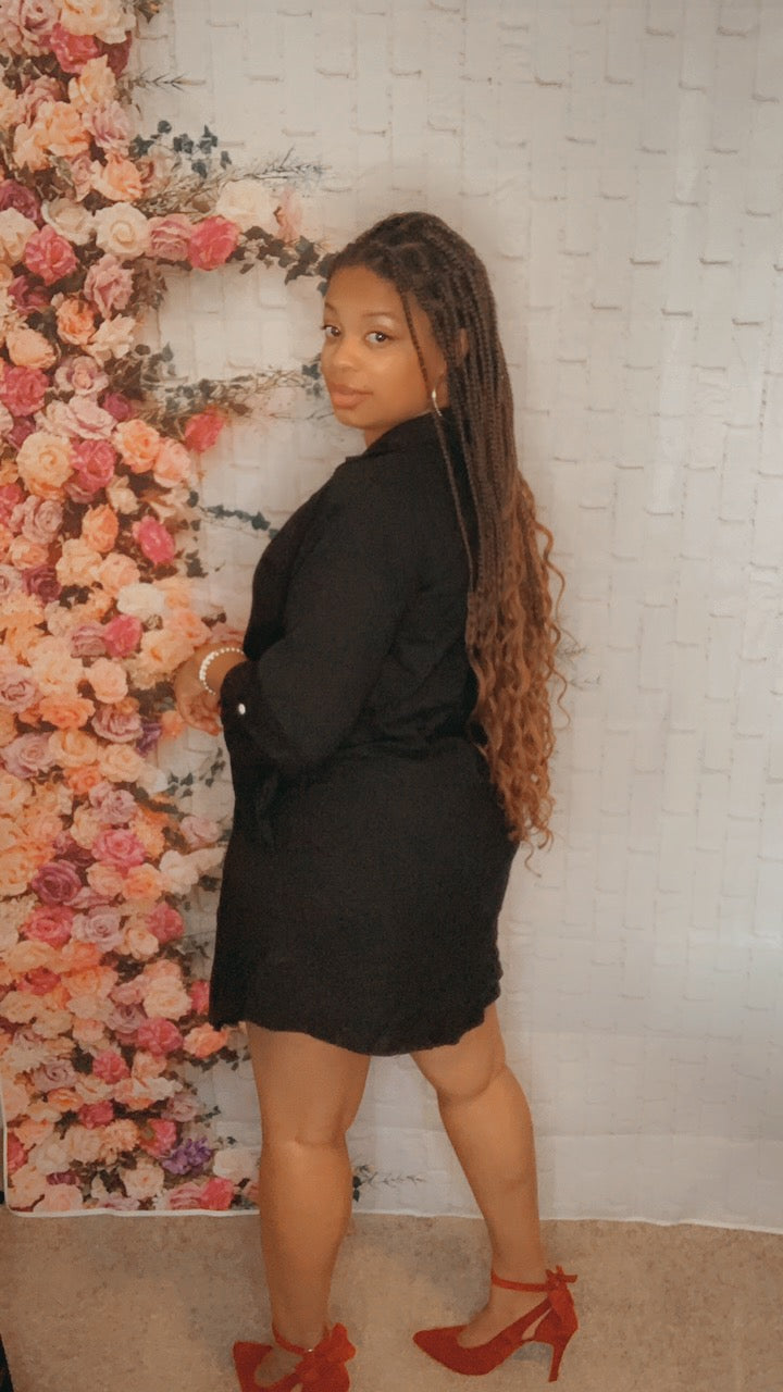 The Stephanie Shirt Dress (Black)