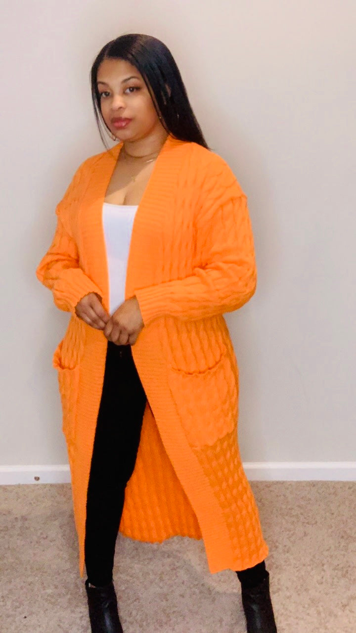 Mocha's Plush Winter Cardigan (Orange)
