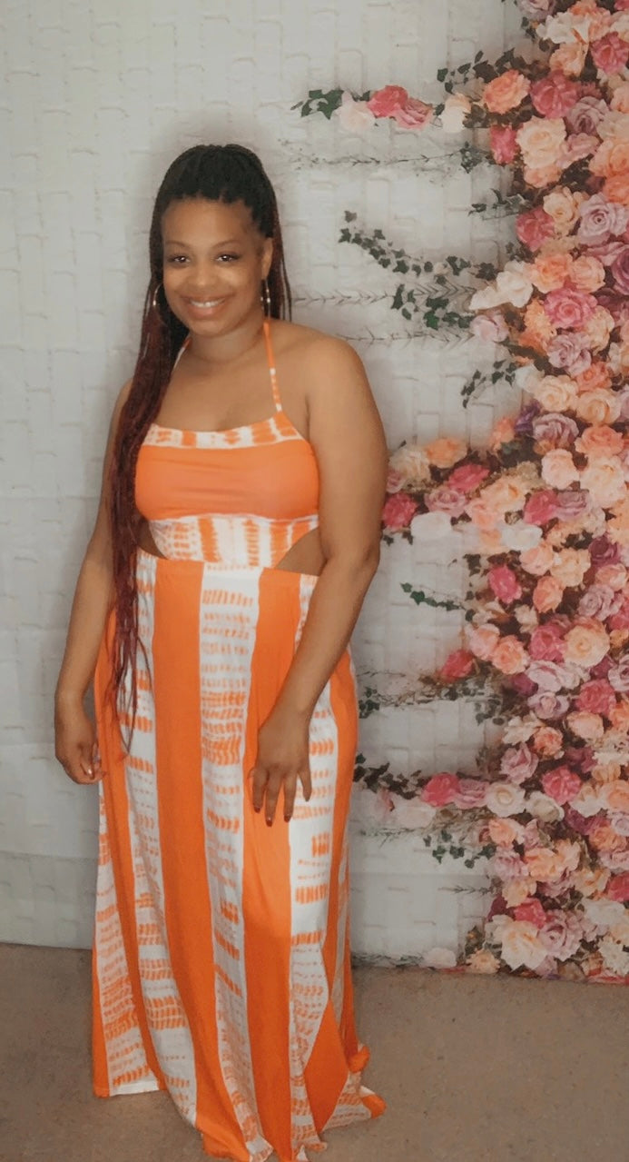 Orange Halter Backless Dress Mocha's Boutiquee Orange Halter Backless Dress Mocha's Boutiquee