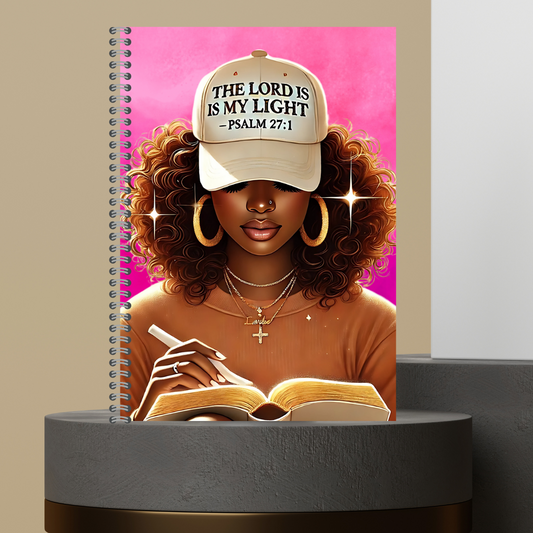 Women Character with Scripture Lined Paper Hard Cover Matte Journal Spiral Notebook for Devotional Prayer Bible Study & Sermon Notes