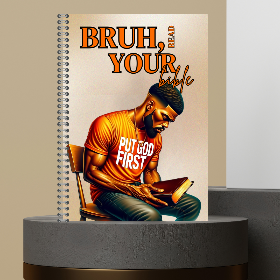 56. [Made to Order] 2026 Bruh, Read Your Bible Bible Study Notes Hard Cover Character Journal with Bible Study Inserts