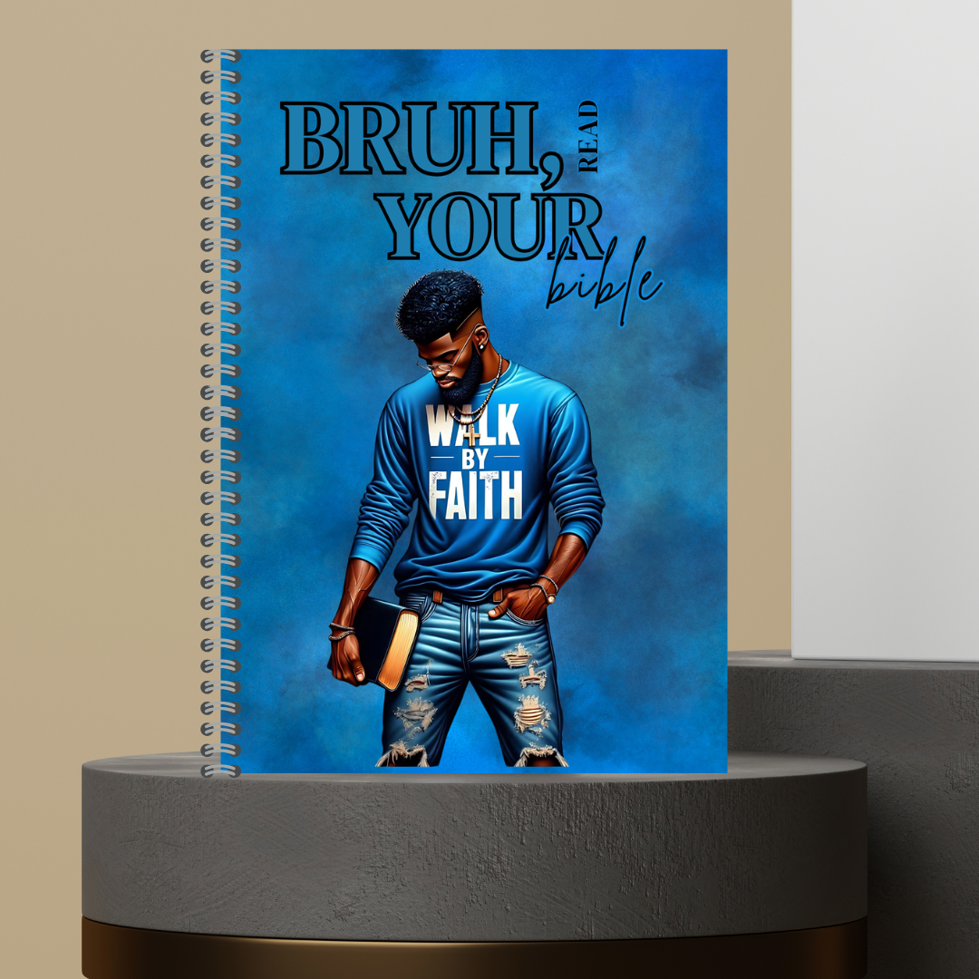 56. [Made to Order] 2026 Bruh, Read Your Bible Bible Study Notes Hard Cover Character Journal with Bible Study Inserts