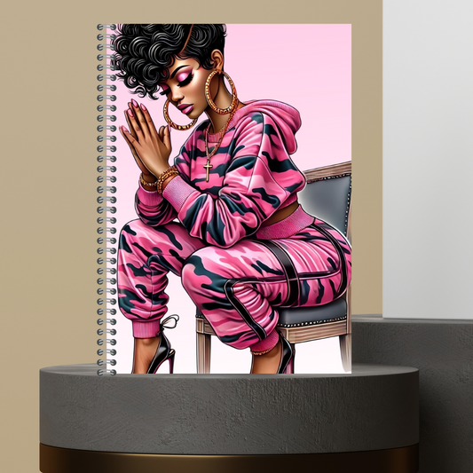 Camo Girl Lined Paper Journal Hard Cover Matte Finish