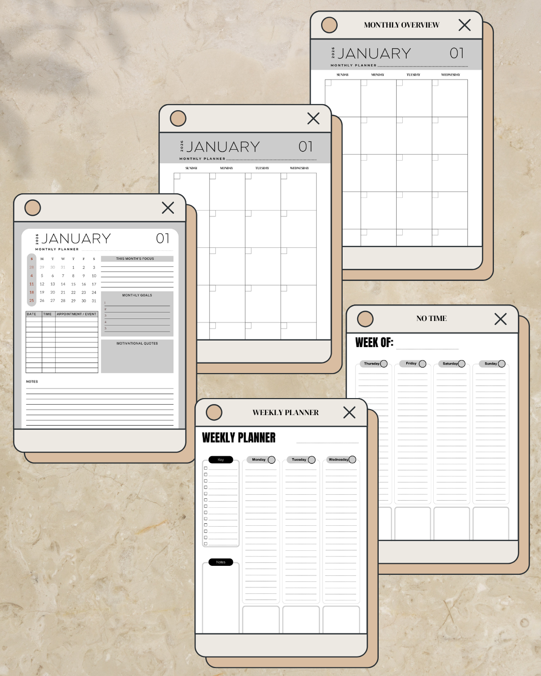 [Made to Order] 2026 Yearly Planner [Men Collection] with Monthly Overview + Weekly Planner +Bill Tracker + Budget Planner and Notes Matte Finish Hard Cover (Copy)