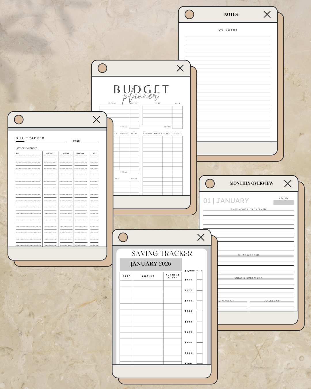 [Made to Order] 2026 Yearly Planner [Men Collection] with Monthly Overview + Weekly Planner +Bill Tracker + Budget Planner and Notes Matte Finish Hard Cover (Copy)