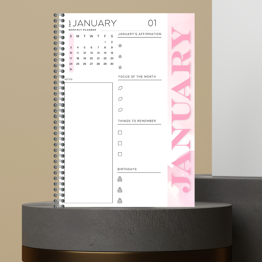 [Made to Order] My 2027 Yearly Planner | Weekly & Monthly Planner | Undated | Goal & Productivity Planner | Hardcover Wired Planner