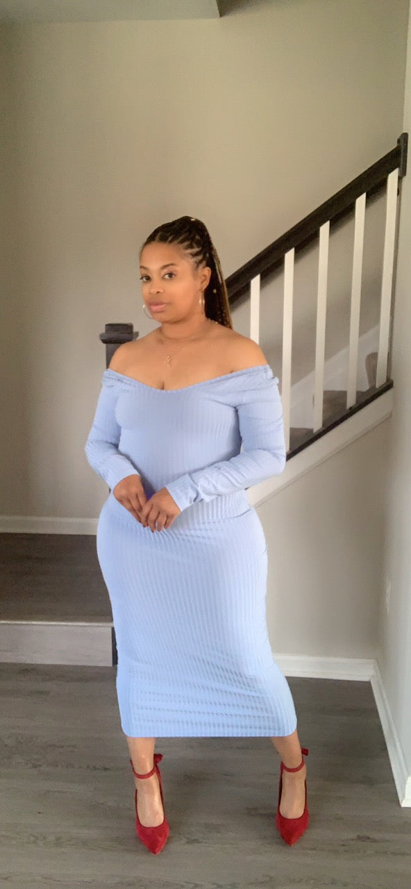 The Pencil Girl Dress (Lite Blue)