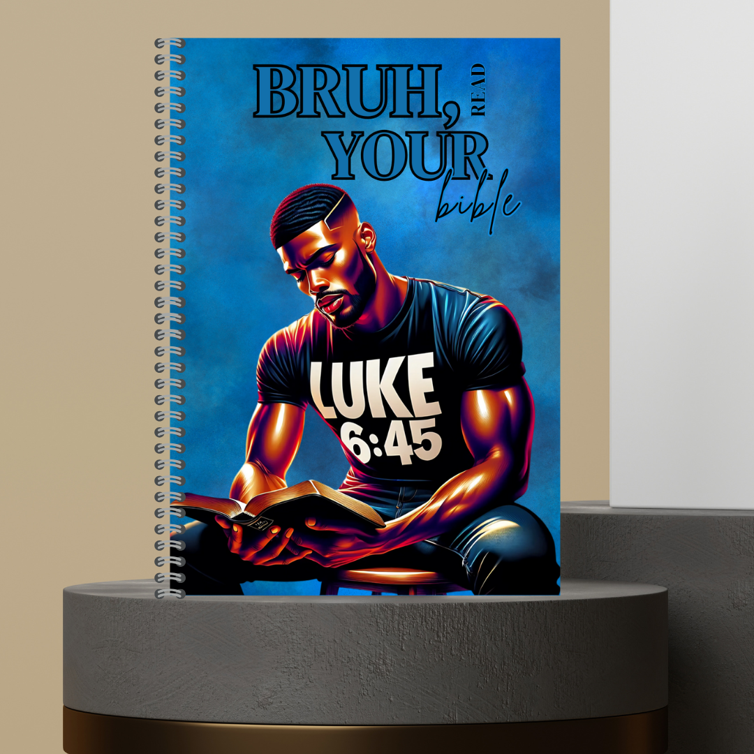56. [Made to Order] 2026 Bruh, Read Your Bible Bible Study Notes Hard Cover Character Journal with Bible Study Inserts