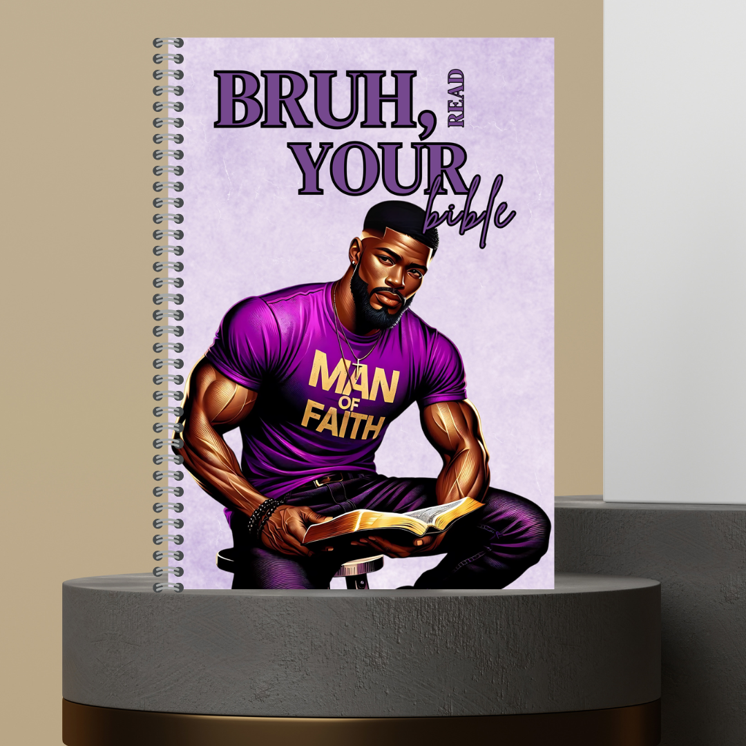 56. [Made to Order] 2026 Bruh, Read Your Bible Bible Study Notes Hard Cover Character Journal with Bible Study Inserts