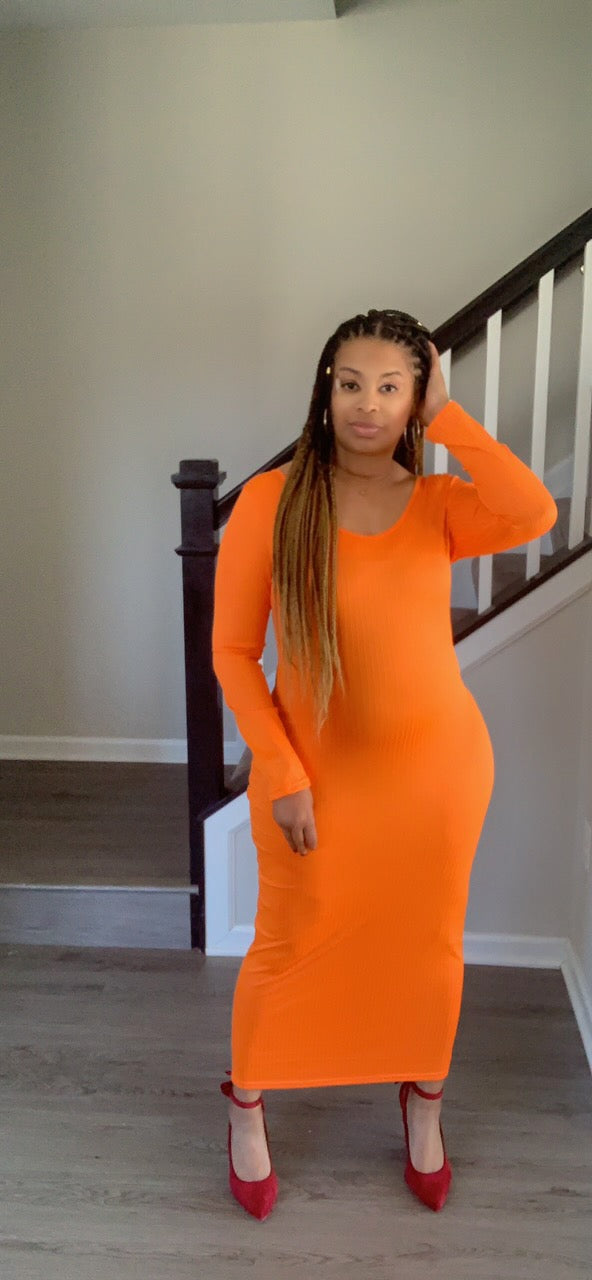 The Pencil Girl Dress (Orange)