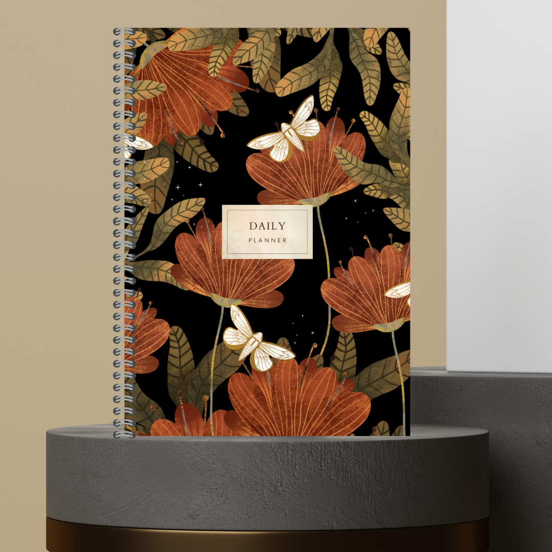54. Made to Order Daily Planner with Floral Covers Hourly Schedule To Do List Notes Journal