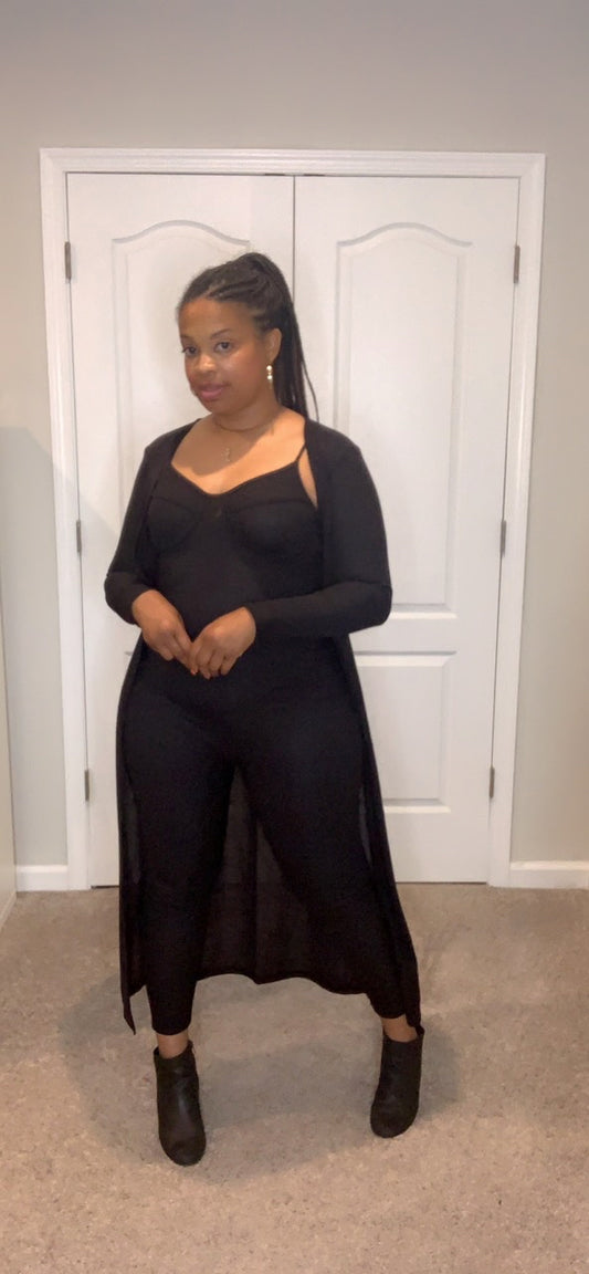 The Slim Fit Jumpsuit Set (Black)