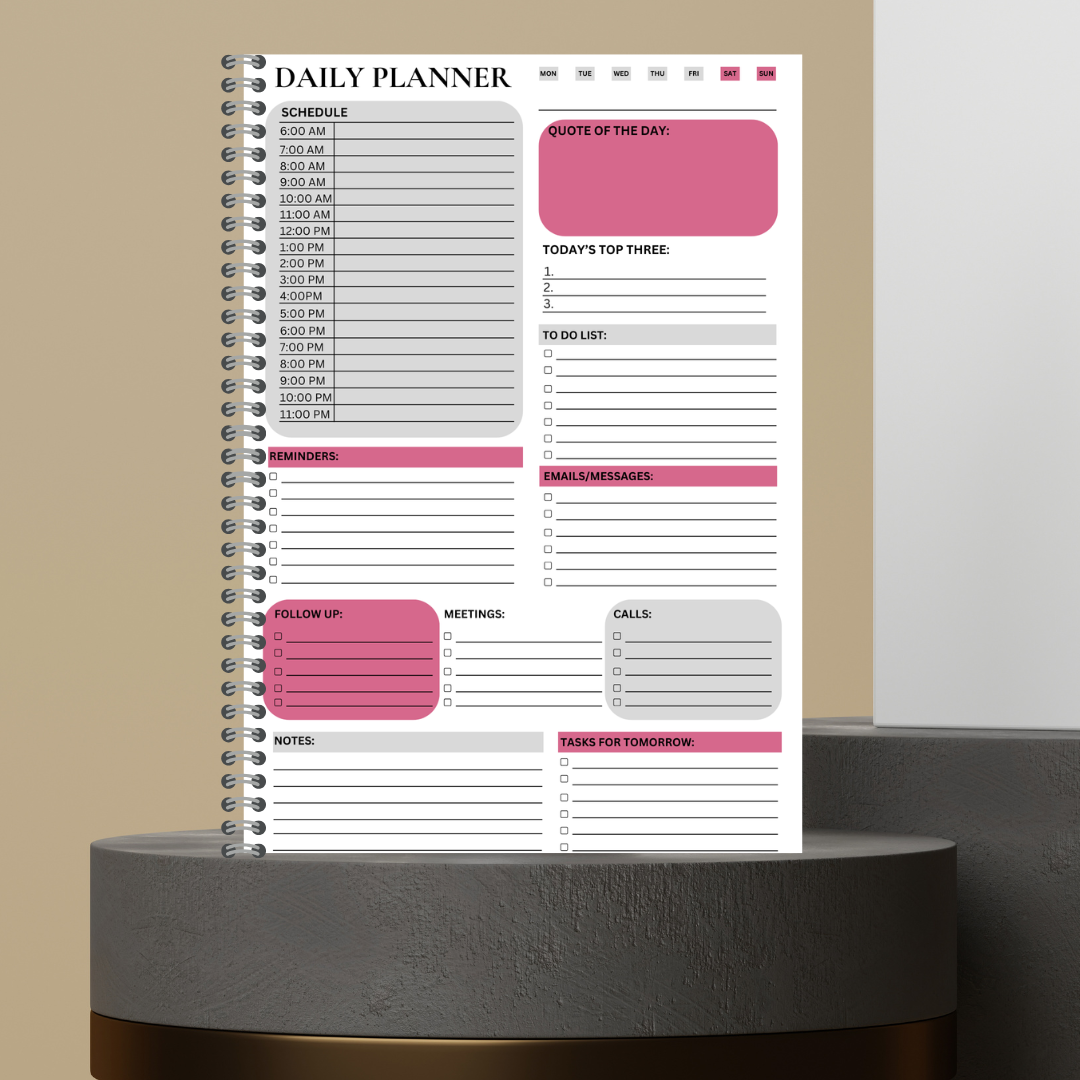 54. Made to Order Daily Planner with Floral Covers Hourly Schedule To Do List Notes Journal