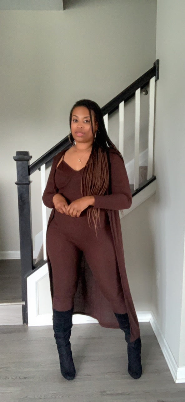 The Slim Fit Jumpsuit Set (Chocolate)