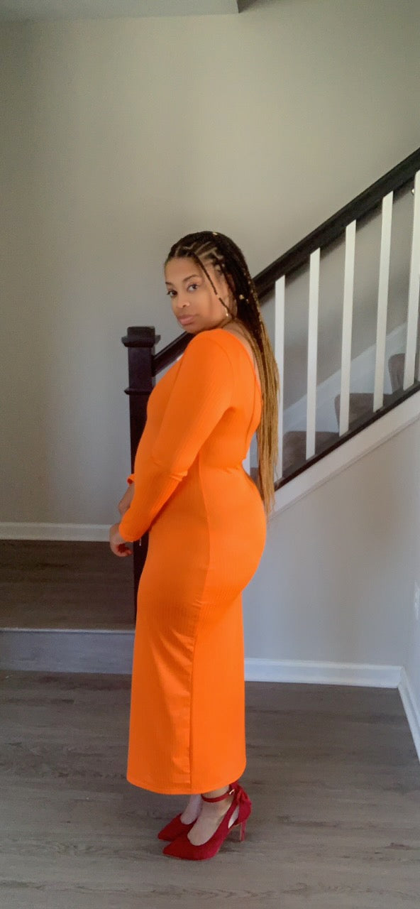 The Pencil Girl Dress (Orange)