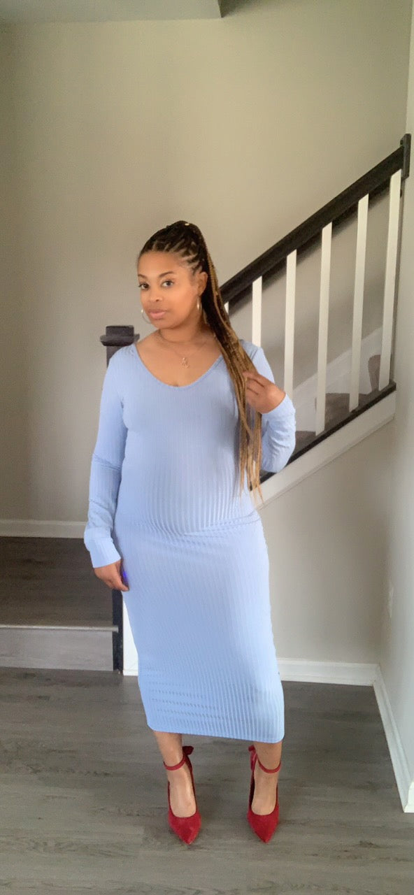 The Pencil Girl Dress (Lite Blue)