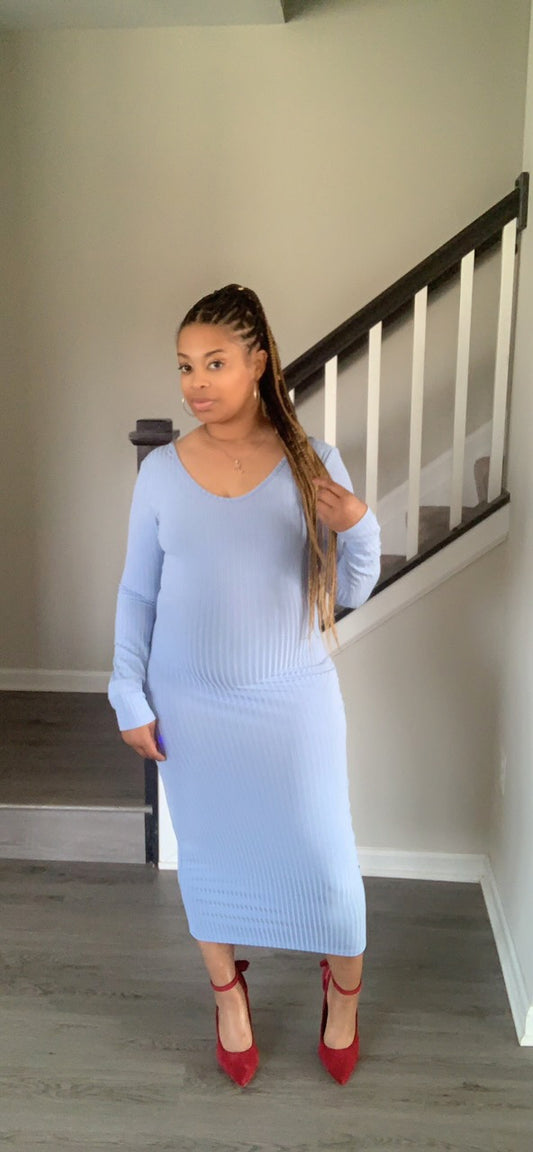 The Pencil Girl Dress (Lite Blue)