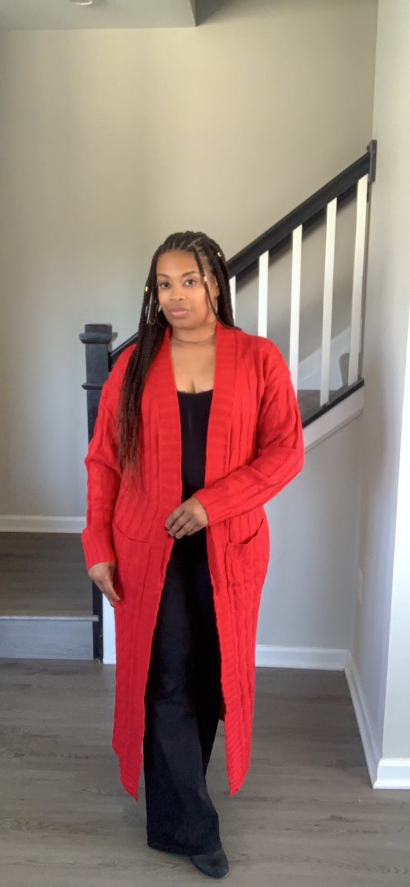 Mocha's Everyday Cardigan (Red)