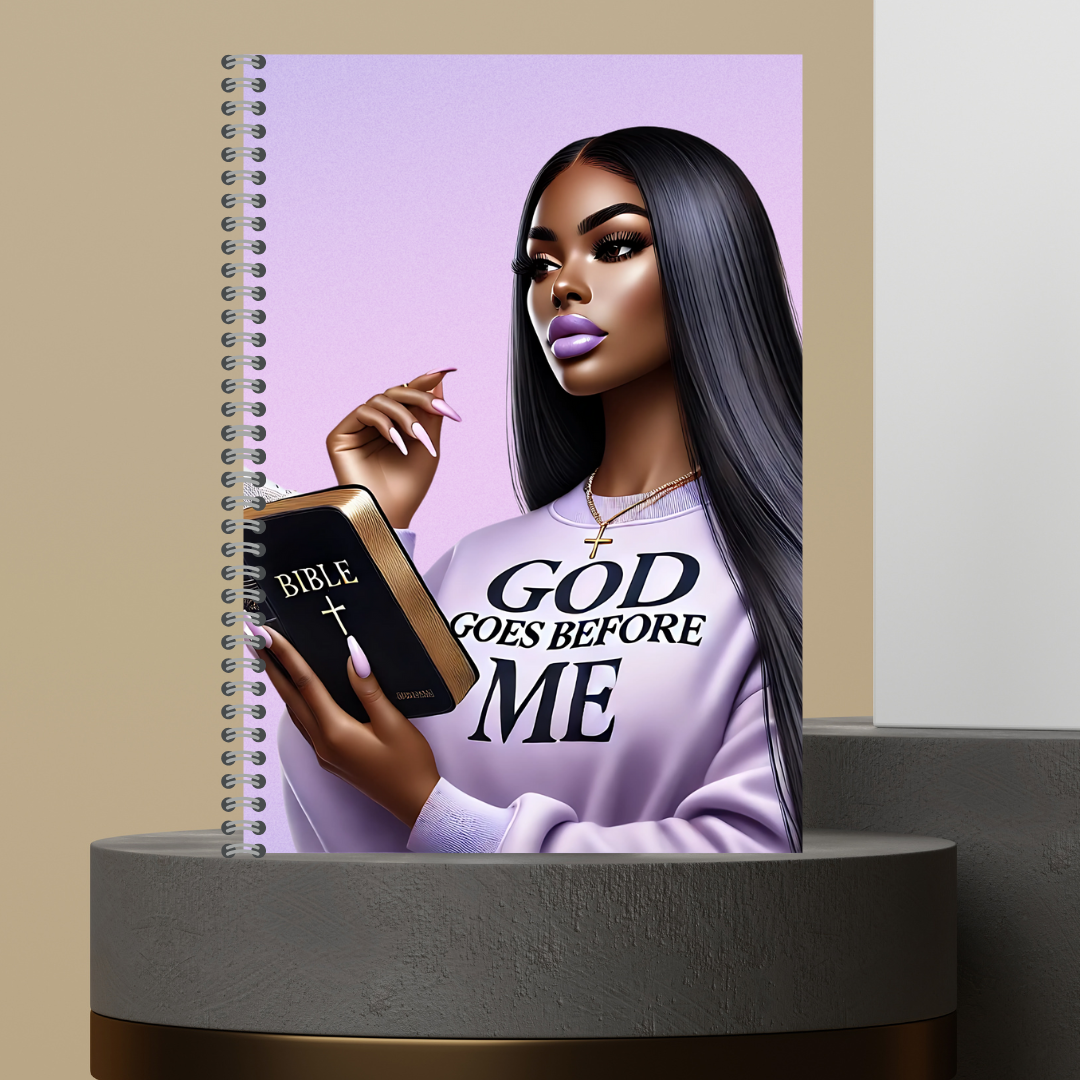 Women Character with Scripture Lined Paper Hard Cover Matte Journal Spiral Notebook for Devotional Prayer Bible Study & Sermon Notes