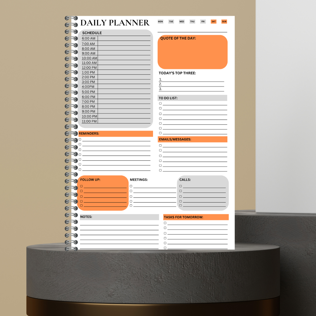 54. Made to Order Daily Planner with Floral Covers Hourly Schedule To Do List Notes Journal