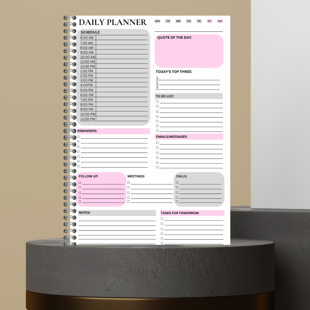 54. Made to Order Daily Planner with Floral Covers Hourly Schedule To Do List Notes Journal