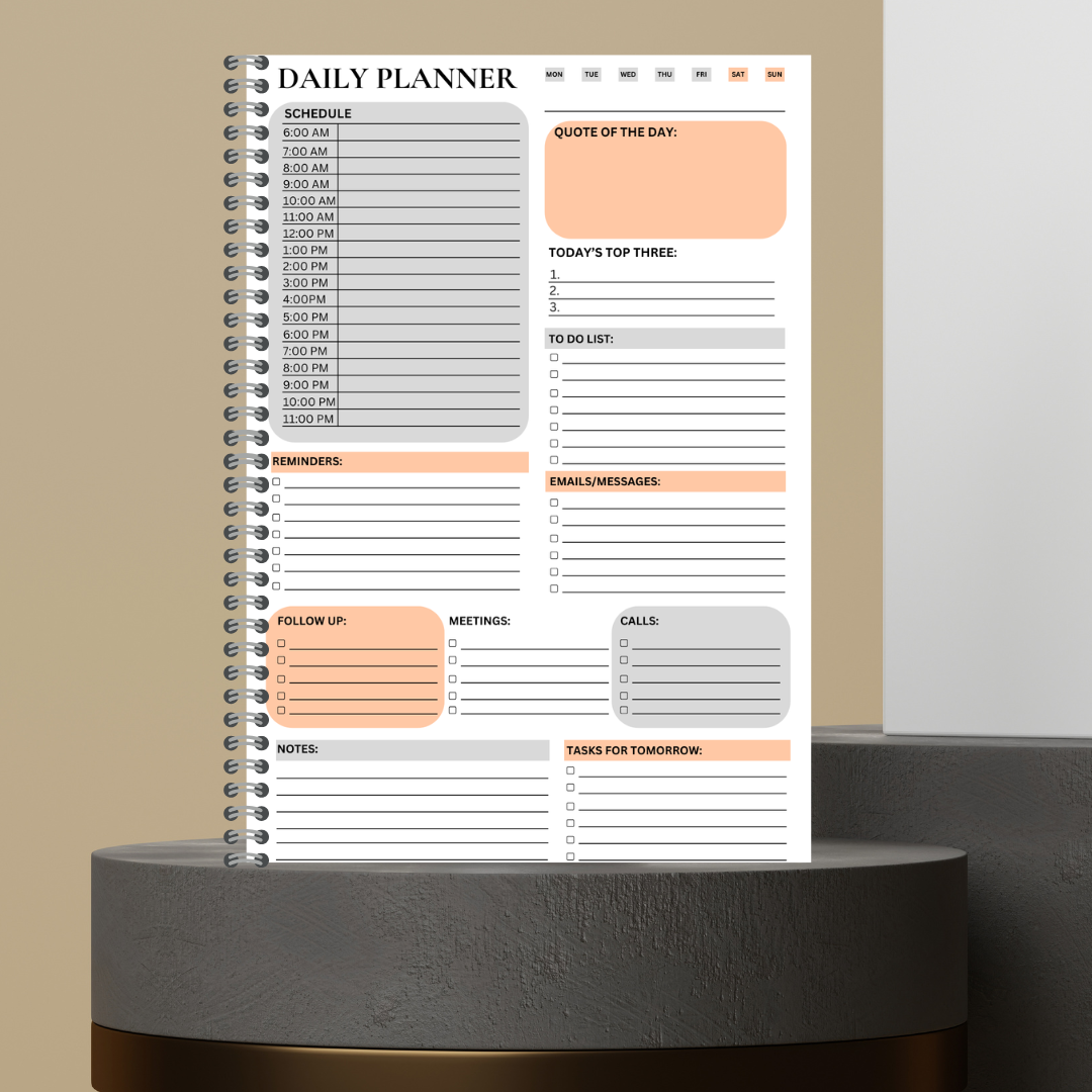 54. Made to Order Daily Planner with Floral Covers Hourly Schedule To Do List Notes Journal