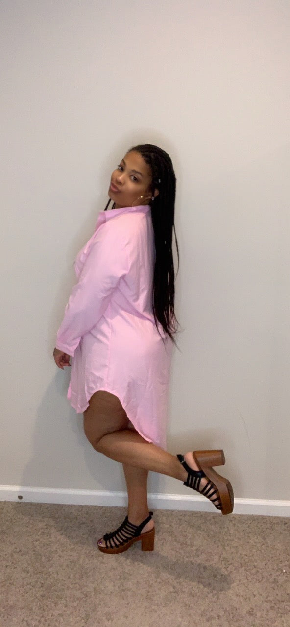 The Kelsey Shirt Dress (Pink)