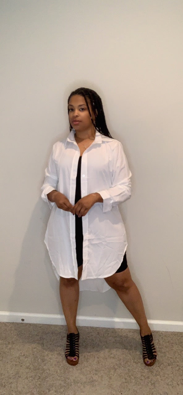 The Kelsey Shirt Dress (White)