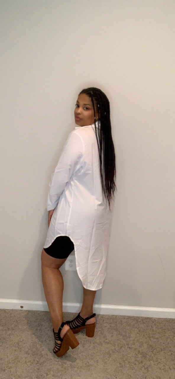 The Kelsey Shirt Dress (White)