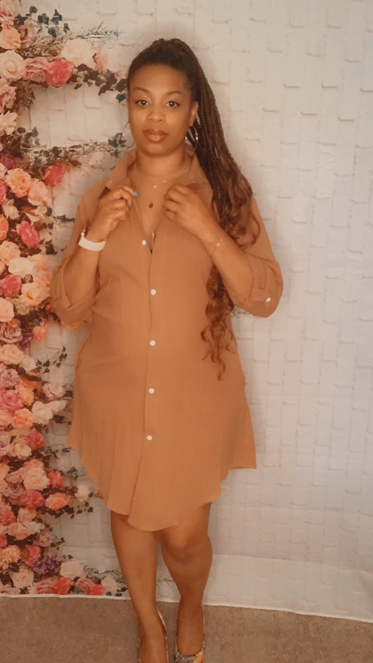 The Stephanie Shirt Dress (Coffee)