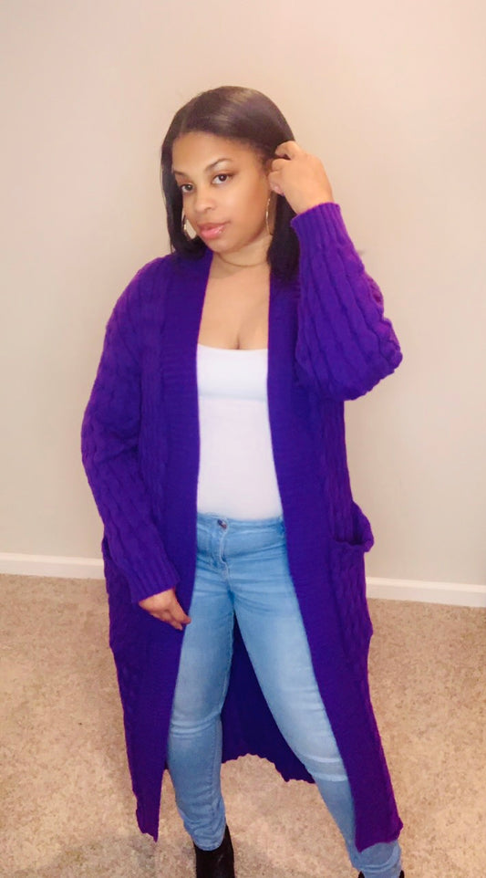 Mocha's Plush Winter Cardigan (Purple)