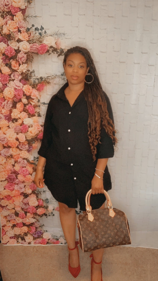 The Stephanie Shirt Dress (Black)