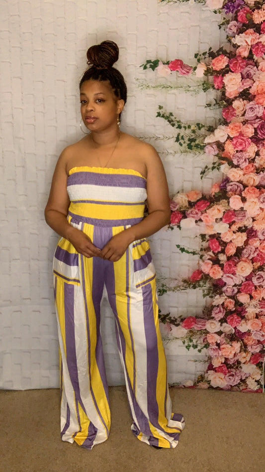 Lyrica Jumpsuit (Yellow/Purple)